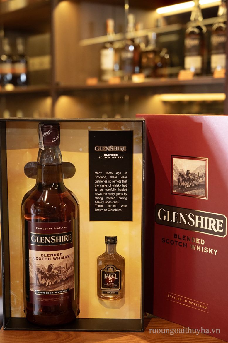 Glenshire Blended Scotch Whisky 1L (hộp quà, kèm chai mini Label 5)